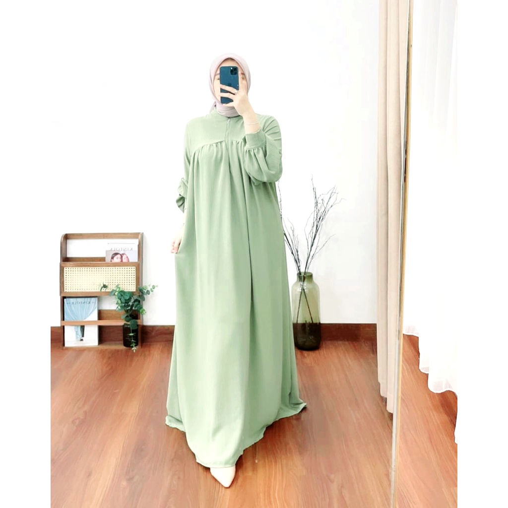 (MGA) GAMIS GLADYS LENGAN BALON DRESS WANITA BUSUI CRINCLE AIRFLOW