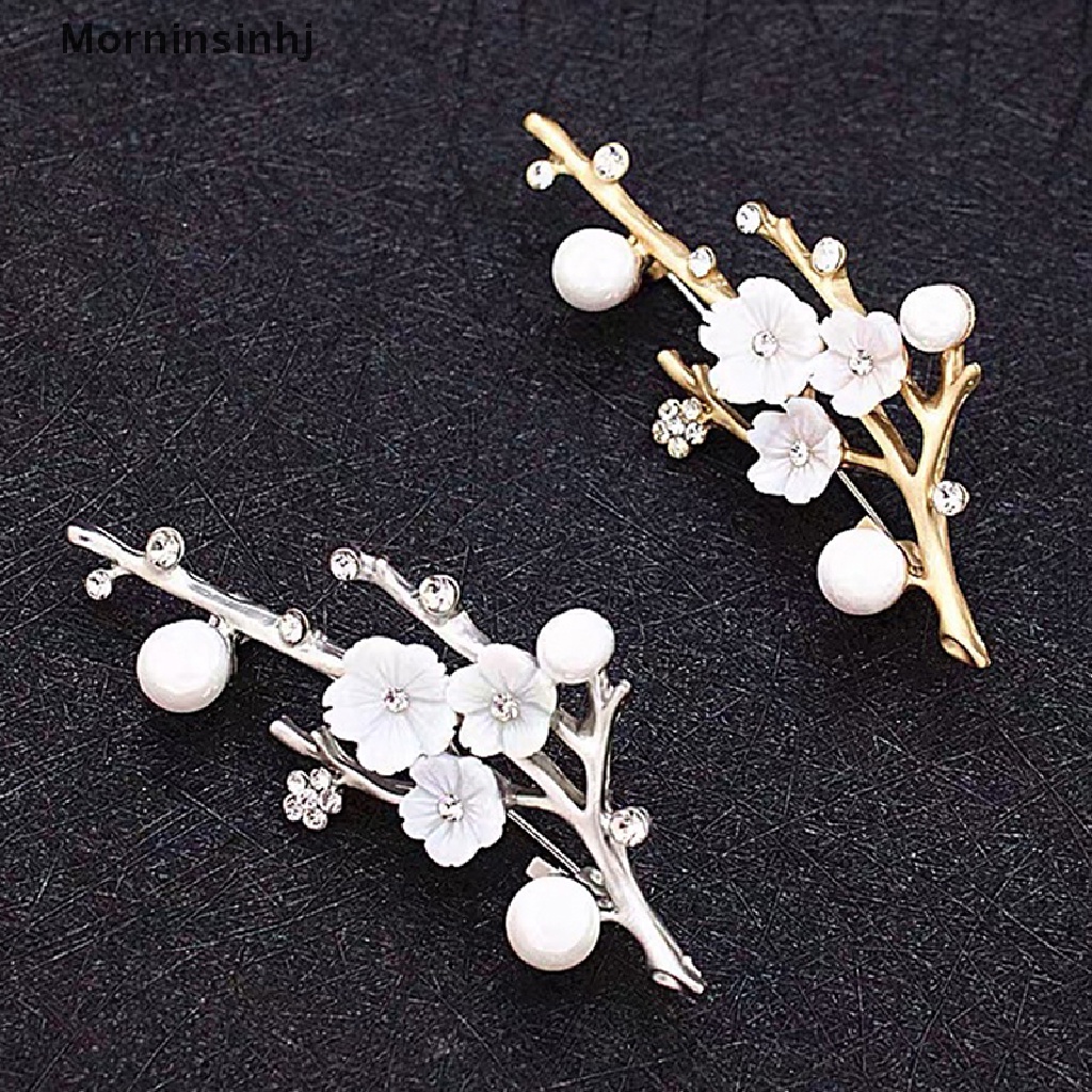 Mornin Shell Plum Blossom Bunga Bros Untuk Wanita Pernikahan Kantor Brooch Pins Decor id