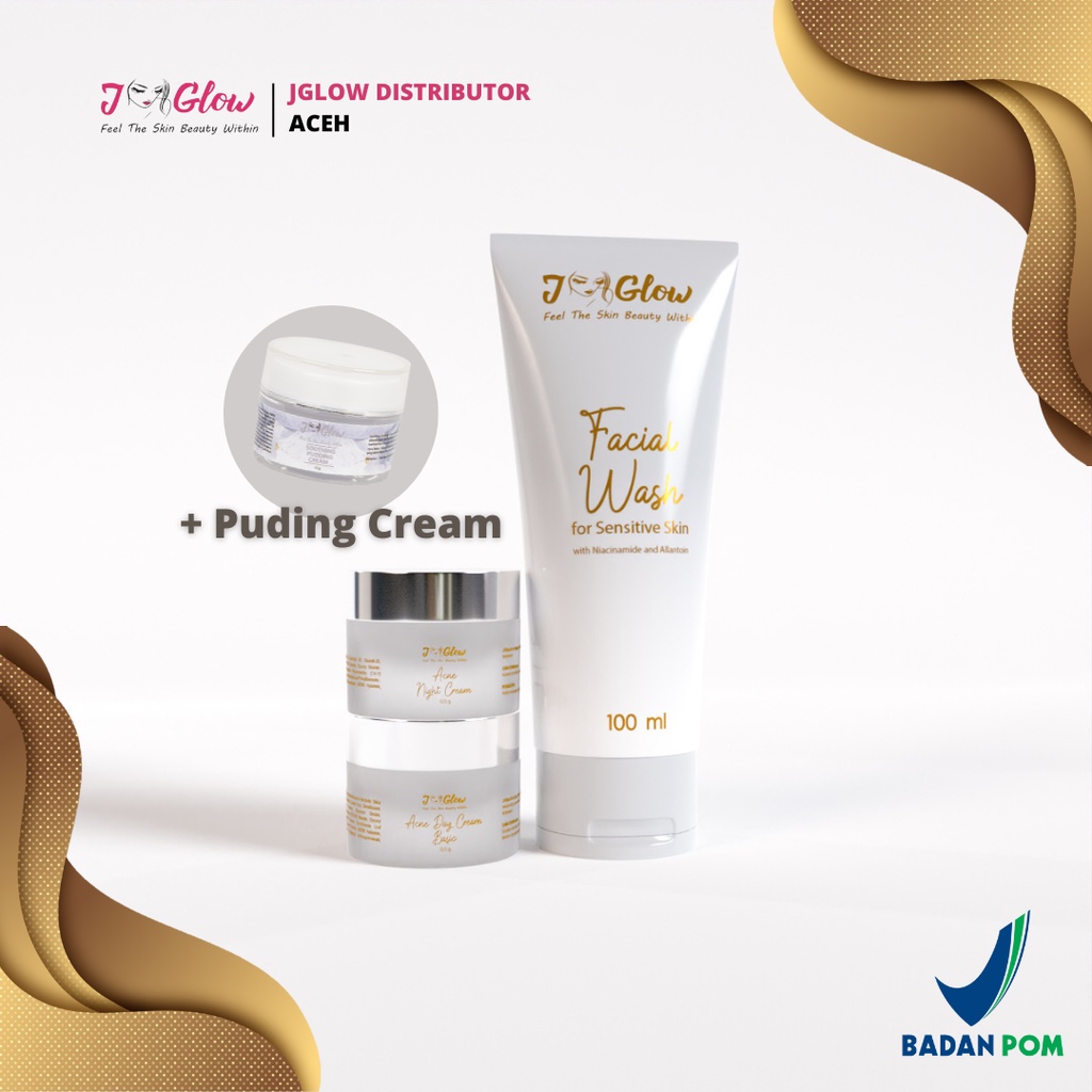 Jglow Skincare Paket Sensitif Pudding Cream Wajah Jglow Skincare Bpom Original