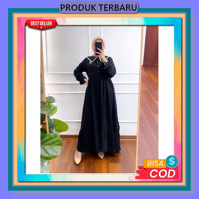 Gamis Payet Mutiara Impor Terbaru / Ansori Dress Ceruty Babydoll Aplikasi Swaroski Mutiara Tali Ping