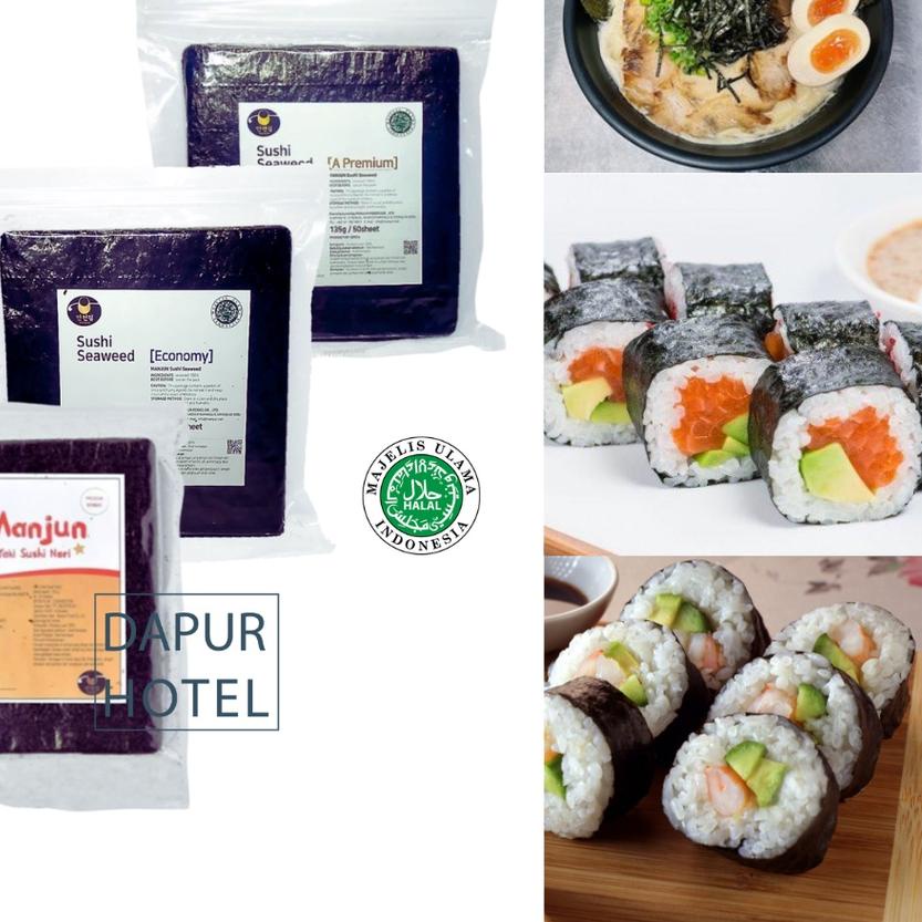 

☟ MANJUN Sushi Nori Kimbab 50 S Halal │ Nori Gimbab Import Lembar Rumput Laut-- ™