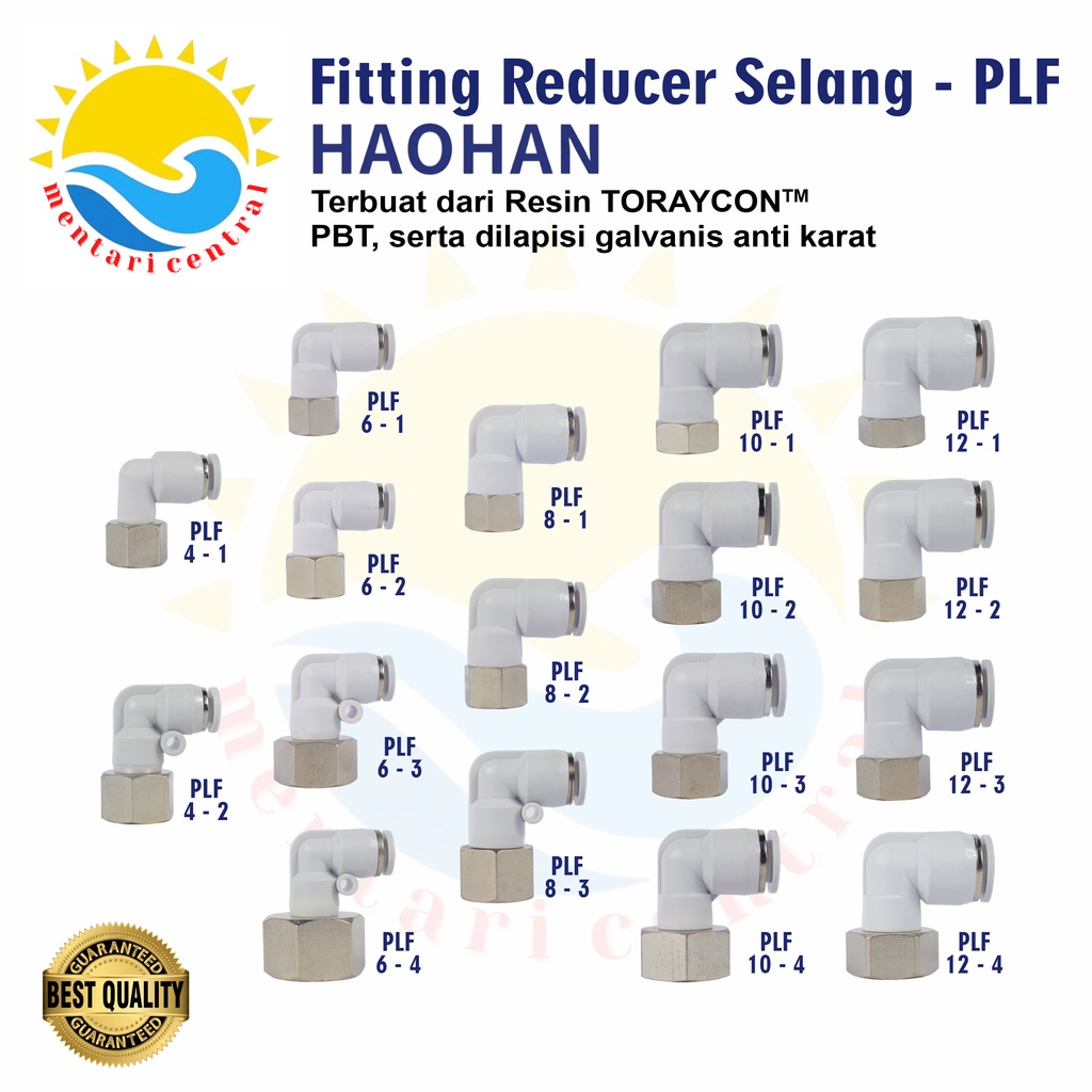 PL Elbow Fitting Dorong Pneumatic 90 Derajat FITTING ELBOW PNEUMATIC SELANG PLF FEMALE