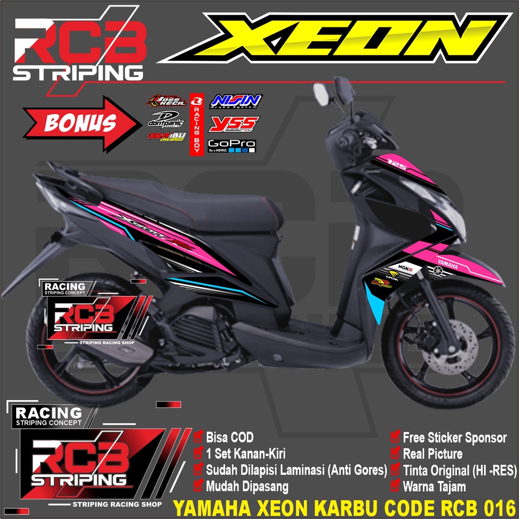 Sticker Striping List Variasi Xeon Karbu RC Stiker Striping Aksesoris Motor Xeon Motif Racing RCB 16