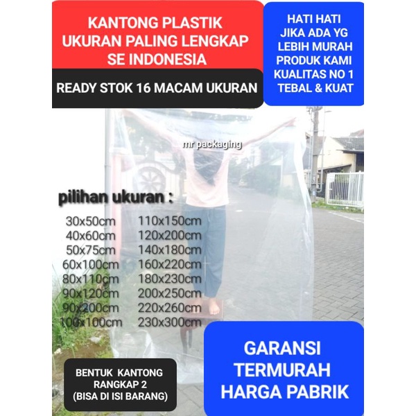 Plastik JUMBO UKURAN TERLENGKAP | Kantong Plastik Besar Kuat | Kresek bening besar | tas laundry | wadah pakaian londry