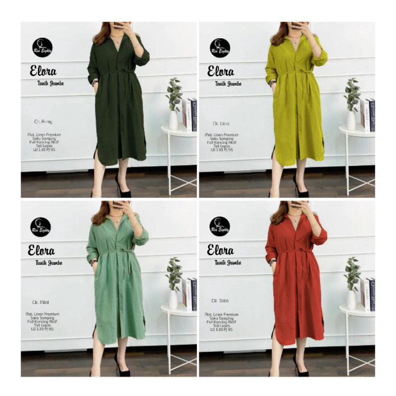 Elora Tunik 015 /Bahan Linen Premium /LD 130 /Tunik All Size