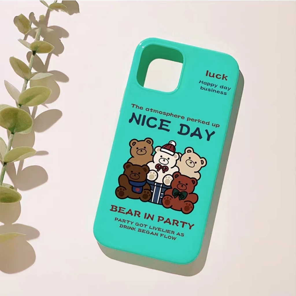 IPHONE Ins Pola Beruang Cocok Untuk Iphone14 14pro 14plus 13 13mini 13pro 13prm iPhone12 7Plus 8Plus Xr XS 13 12mini Pro Max Empat Sudut Casing Ponsel Tahan Guncangan