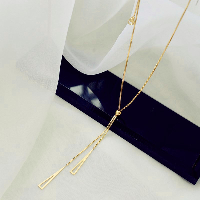 Kalung serut juntai segitiga titanium Korean fashion Anti karat harga grosir bisa COD