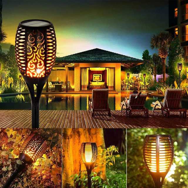 (BISA COD) FTIHSHP Warmtaste Lampu Taman Hias Obor Flame Light Solar IP65 Warm White - YMJ010