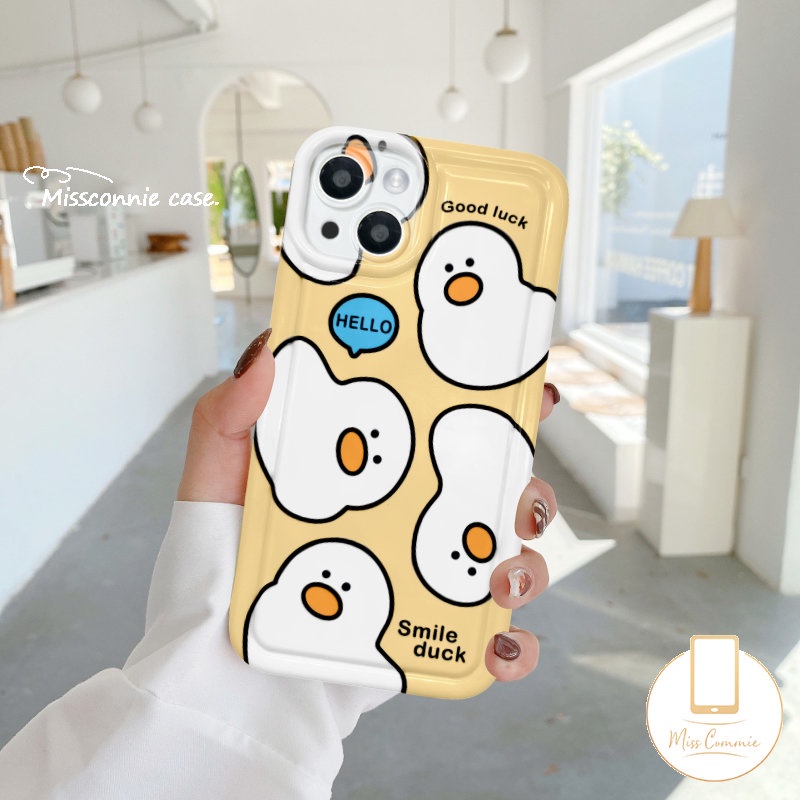 Kartun Bebek Yang Indah Casing Ponsel Kompatibel Untuk IPhone 11 Pro MAX XR 6 6S 7 8 Plus 14 13 12 11 Pro MAX X XS MAX SE 2020 Shockproof Airbag Kamera Perlindungan Lembut TPU Silicon Cover