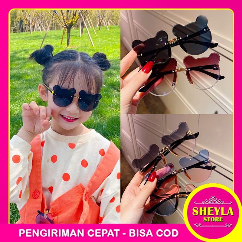 Kacamata Hitam Anak Karakter Beruang / Kacamata Bayi Transparan Cute Import Sunglasses / TV-102