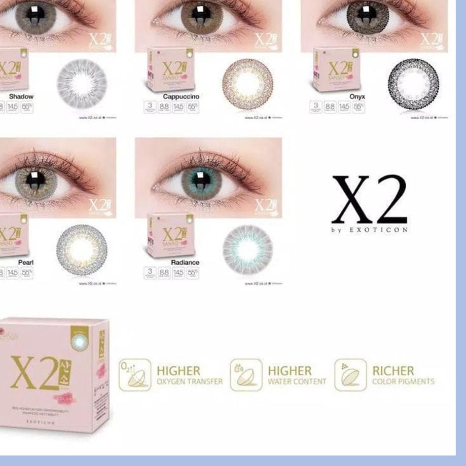 ✽ SOFTLENS X2 SANSO COLOR NORMAL & MINUS -0.50 sd -3.00 FREE LENSCASE DIA 14.5 MM BY EXOTICON SHADOW