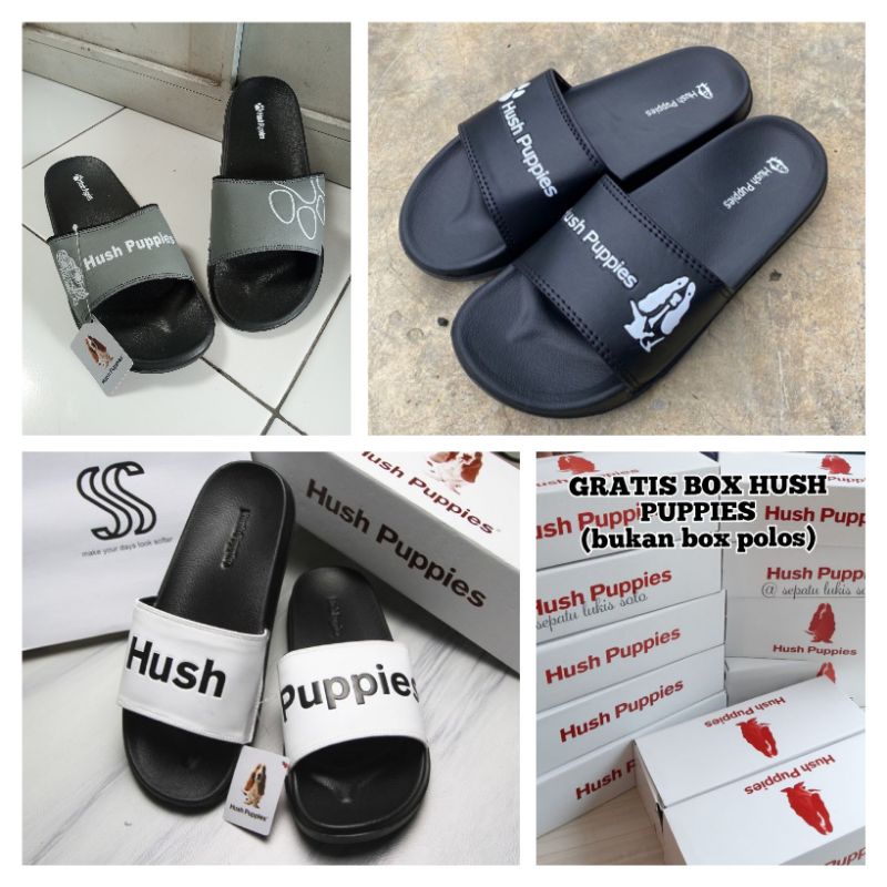 Sandal Slide Hush Puppies Pria Slip On Sendal Slop Free Box