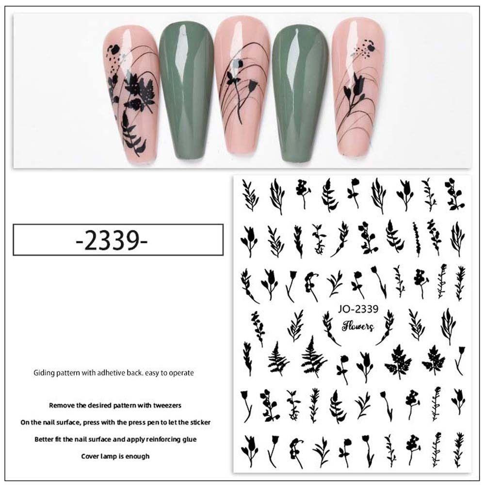 AUGUSTINA Agustina Bunga Stiker Kuku Retro 3warna Dekorasi Kuku Nail Art Self Adhesive Jepang