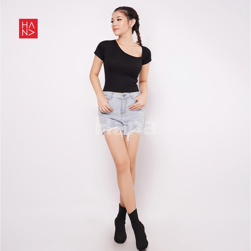 HanaFashion JKT - Mina Crop Top Knit Kaos Pendek Wanita - CT218