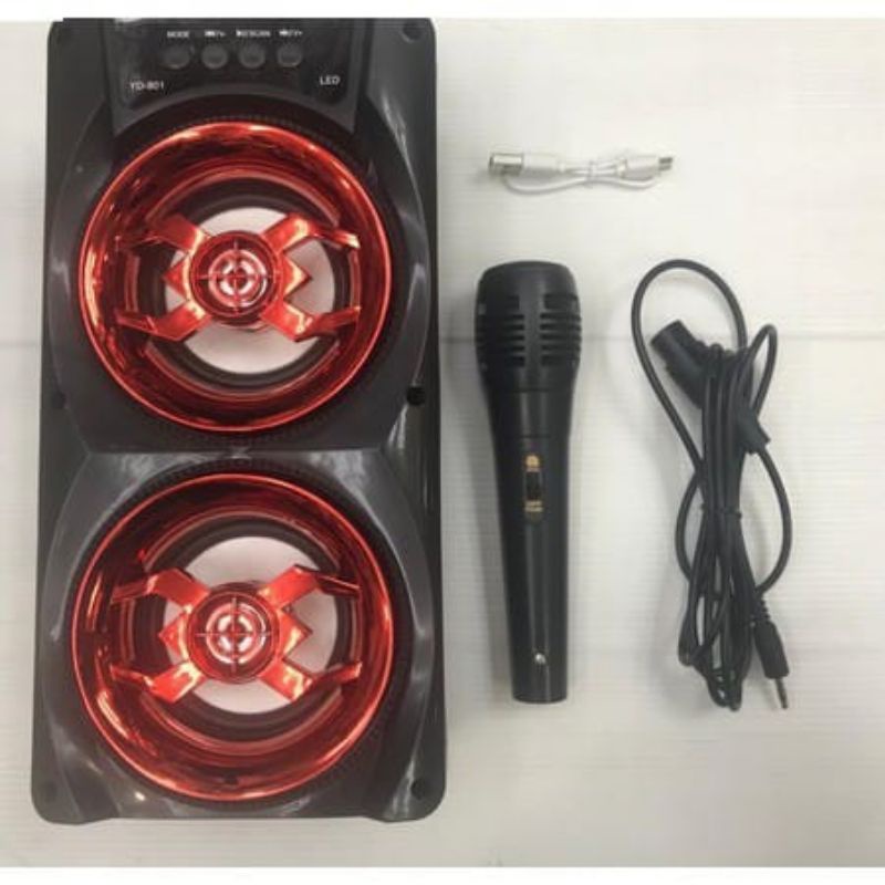 Speaker Bluetooth YD-801/MH-36BT Bonus Mic 3 Inchi Salon Aktif Portable Radio Fm/Speaker Wireless Led Hifi Stereo