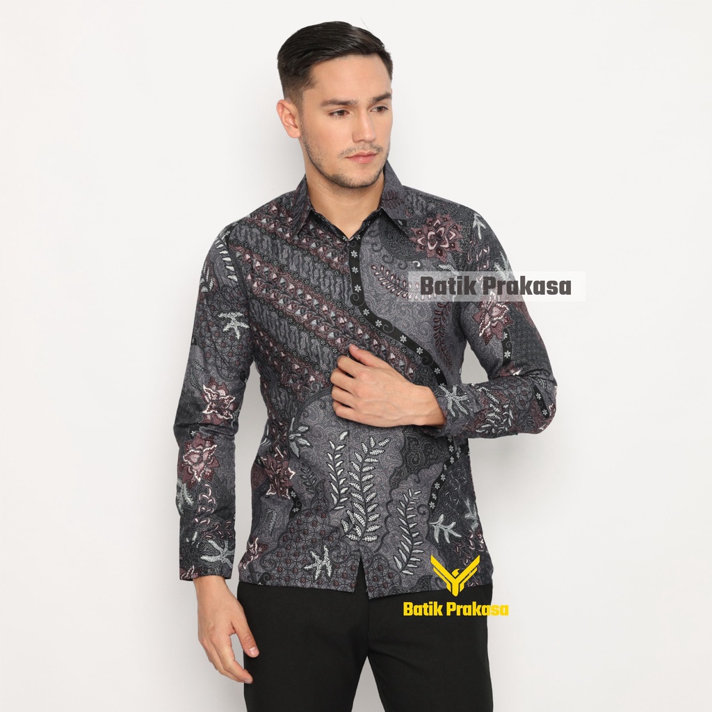Kemeja Batik Prakasa Motif Bramantya Pradikhara Slimfit Lengan Panjang Batik Solo