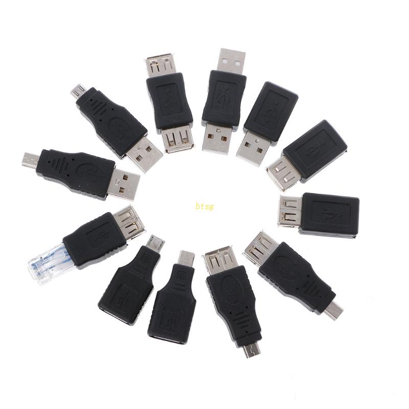 Btsg 12Pcs/Set USB 2.0 A Male to USB Micro Female Adapter Converter