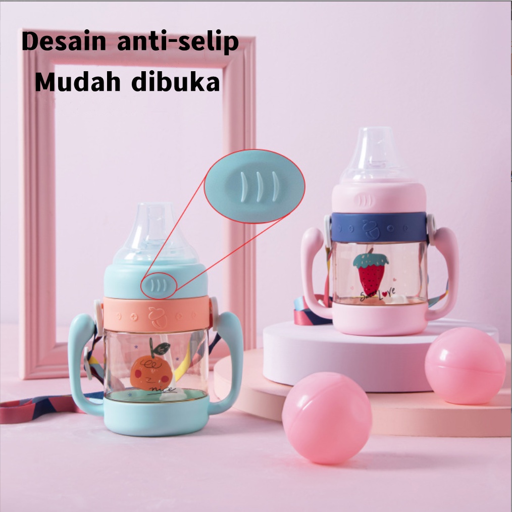 [TULALA SHOP]Botol Kartun botol jerami anak/Botol Minum Anak /Karakter rabbit Bear Tutup Clip / import