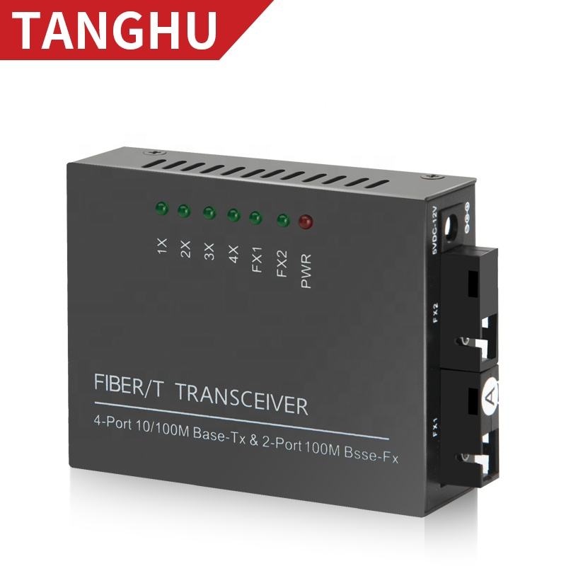 HTB POE Media Converter 2 FO 4 LAN 12 VOLT Support POE