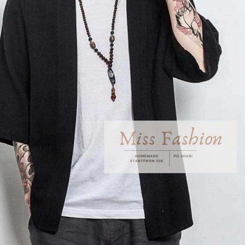 ❃ OUTER PRIA HITAM | KIMONO JEPANG | KIMONO KOREA PRIA ➵
