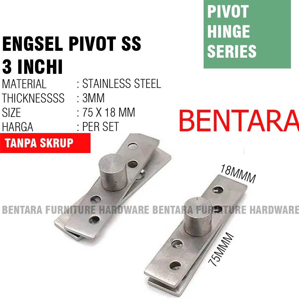 Engsel Pivot Tengah Jendela 3 Inch - 75 MM Stainless Steel