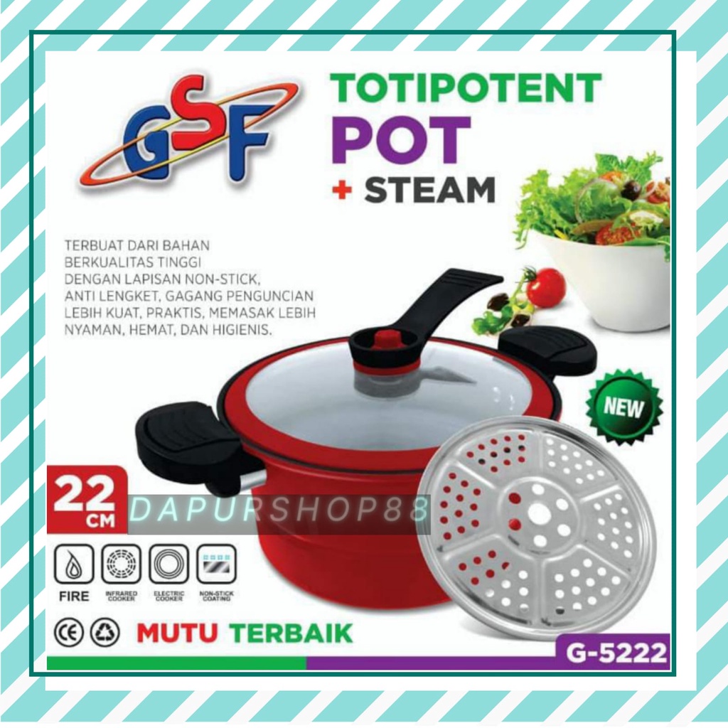 PANCI PRESTO GSF G-5222 / PANCI PRESTO + STEAMER 22CM GSF G 5222 / PRESTO TOTIPOTENT POT + STEAM GSF