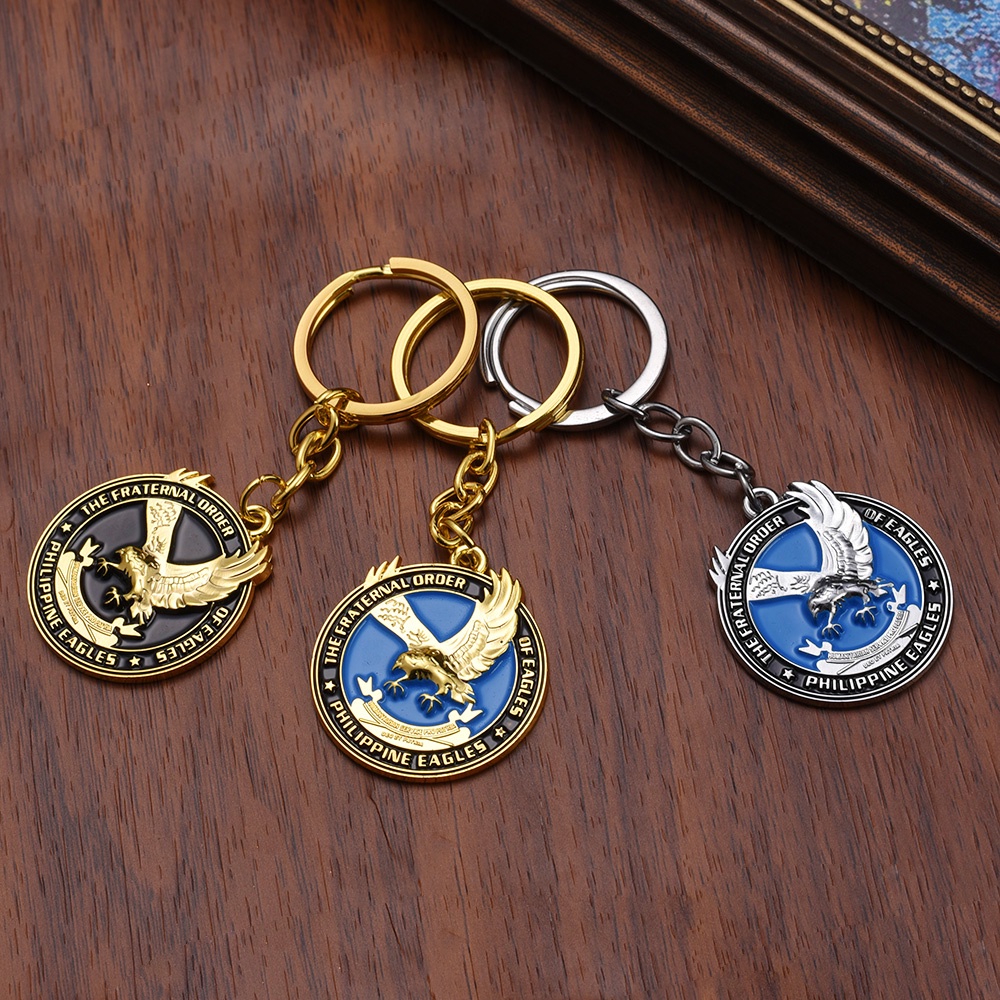 Pesanan Persaudaraan Pola Burung Elang Gantungan Kunci Mobil Filipina Logam Premium Eagles Souvenir Keychain 3D Stereo Eagle Shaped Keyring Kreatif Gantungan Kunci Mobil