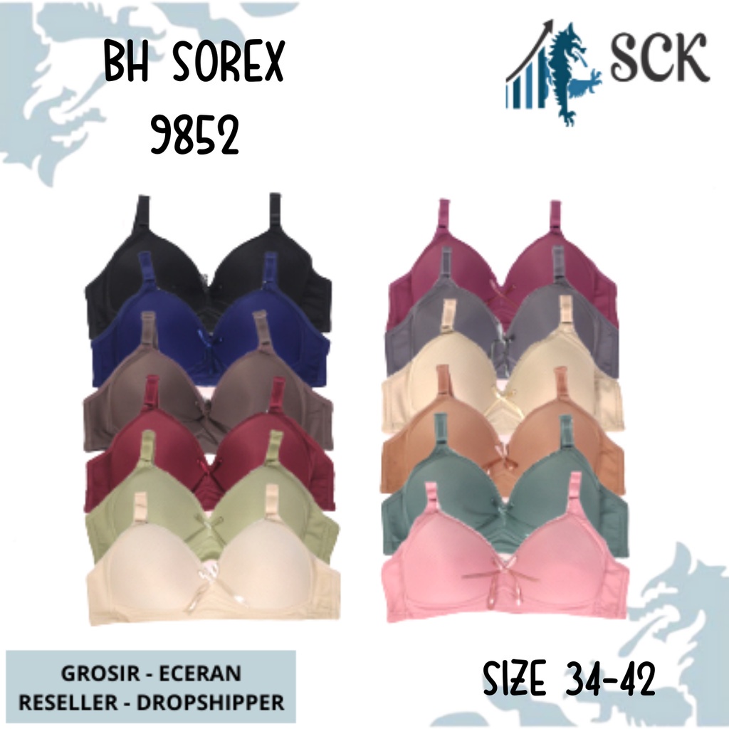 BH SOREX 9852 BIG SIZE FULL Cup C BESAR UKURAN 36-42 / BH Wanita Tanpa Kawat Busa Tipis /  Pakaian Dalam Cewek - sckmenwear GROSIR