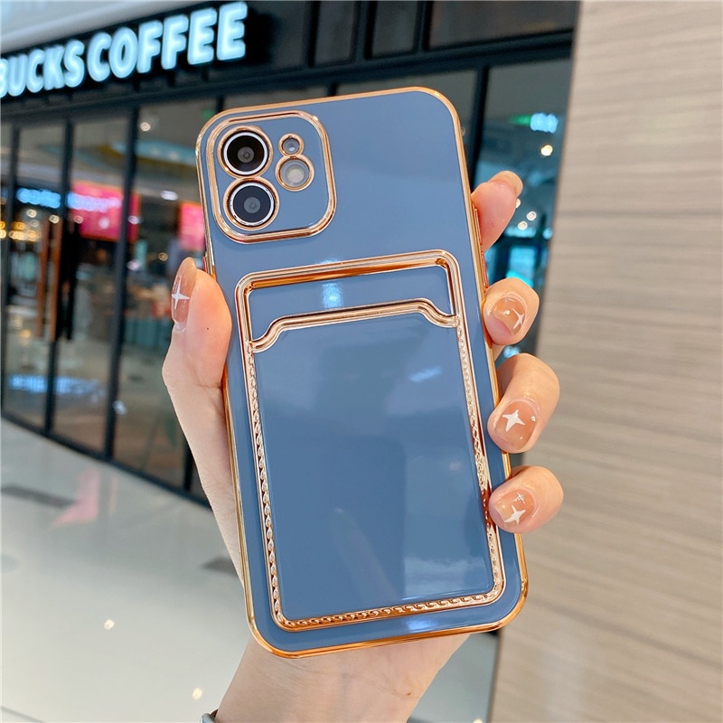 IPHONE Deluxe Phnom Penh Simple Card Pocket Storage Card Pocket Casing Handphone Untuk Iphone14 13 12 11 Pro Max X XS Max XR 7 8 Plus Anti Jatuh Dan Shockproof