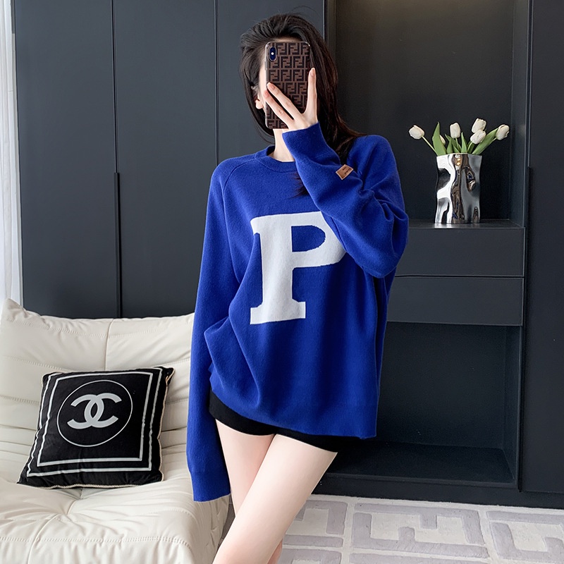 TJM BJ363 Sweater Hoodie Wanita Motif Huruf P Hoodie Style