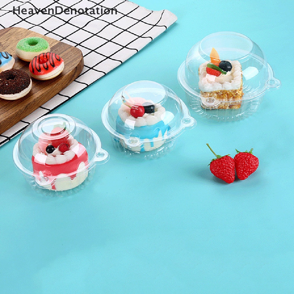 [HeavenDenotation] 10pcs Cupcake Holder Kepala Kucing Bulat Lucu Wadah Muffin Dome Plastik Bening HDV