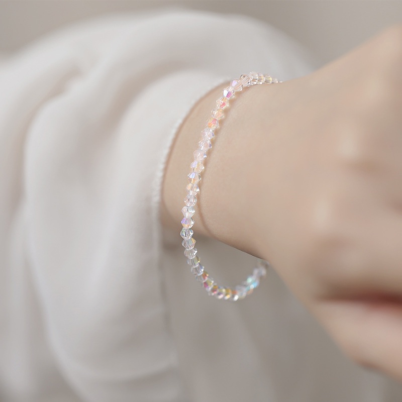 Kami Bunga Mewah Berkilau Manik-Manik Kristal Gelang Untuk Wanita Gadis Korea Kecil Berlian Imitasi Beads Bangle Gelang Adjustable Fashion Pergelangan Tangan Rantai Perhiasan Aksesoris