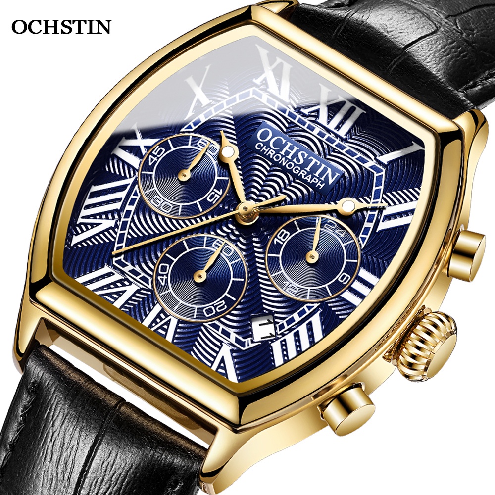 OCHSTIN 2022 BARU Fashion Pria Square Watch Bisnis Kuarsa Chronograph Jam Tangan Merek Mewah Tahan A