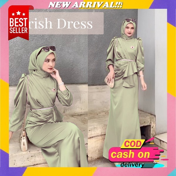 Baju Gamis Silk Wanita Kekinian Bahan Armany Silk Premium Terbaru Paling Super Bestseller Irish Dres