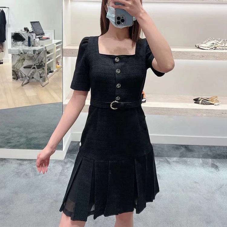 Bahasa Perancis Single S 2022 Rumah  Temperamen Kerah Persegi Single-Breasted Commuter Tweed  Pengal