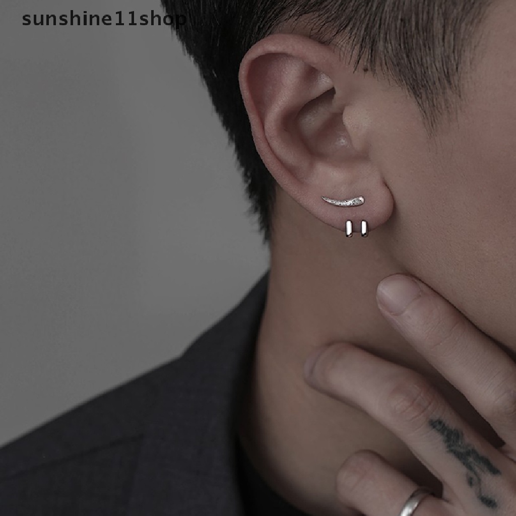 Sho Anting Punk Baru Untuk Pria Dilepas Tujuan Ganda Stud Earrings Cabang Telinga Ch Perhiasan Fashion N