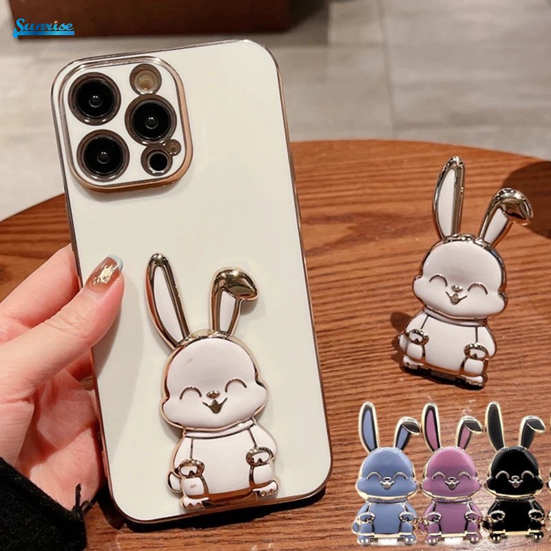 Kartun Kelinci Lazy Finger Ring Adhesive Holder Universal Braket Mobil Gesper Dudukan Soket Ponsel Plastik