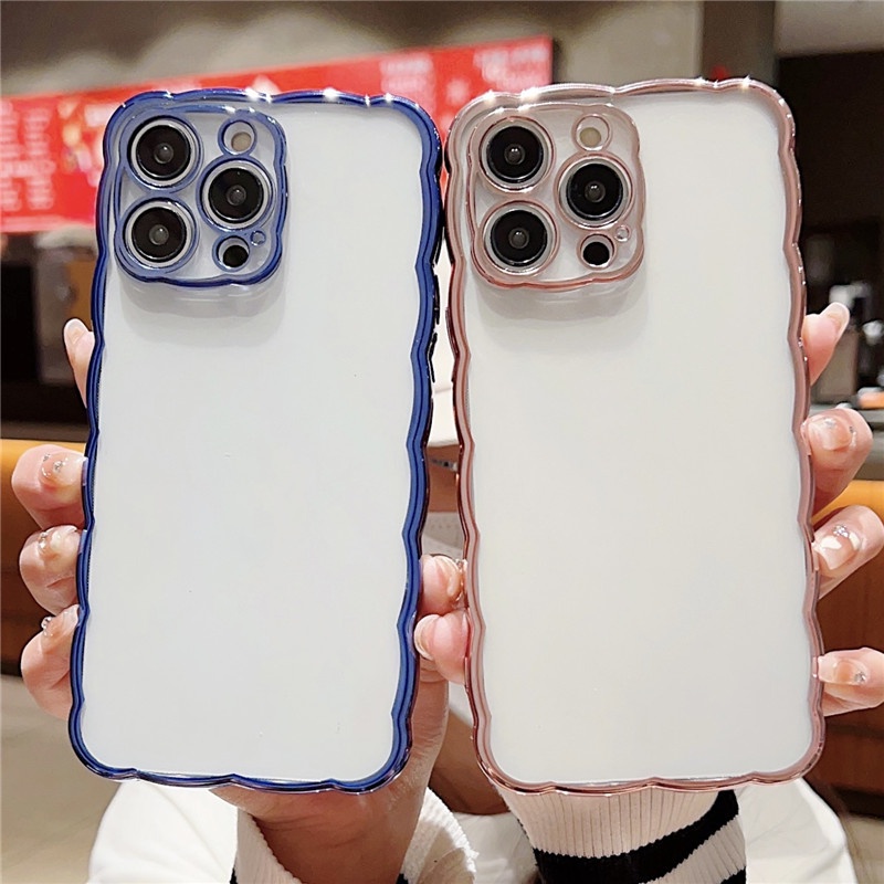 IPHONE Casing Ponsel Tepi Bergelombang Elektroplating Baru Iphone11 12 13 14 Pro Max Plus X Xs Max Xr 78 Plus SE Shockproof Case Cover