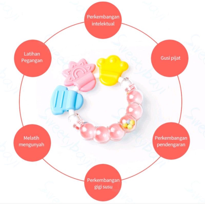 Gigitan Bayi Mainan teether bayi Dengan rattle Baby Rattle Krincing Bayi Mainan Bayi Baru Lahir Theter Baby Kerincing Bulat