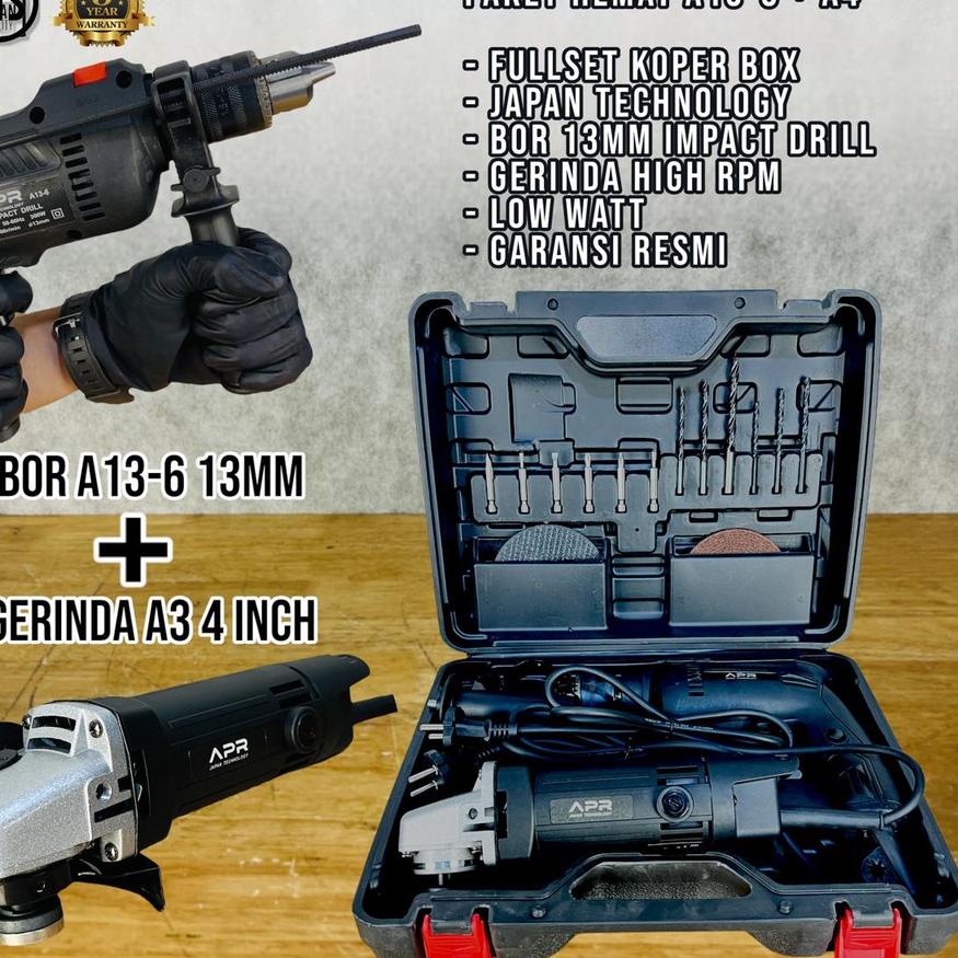 ☑ Promo Mesin Gerinda Combo bor 13mm 10mm komplit set mata listrik baja besi kayu tembok drill uchih
