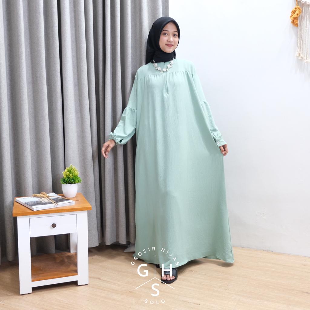 (MGA) GAMIS GLADYS LENGAN BALON DRESS WANITA BUSUI CRINCLE AIRFLOW