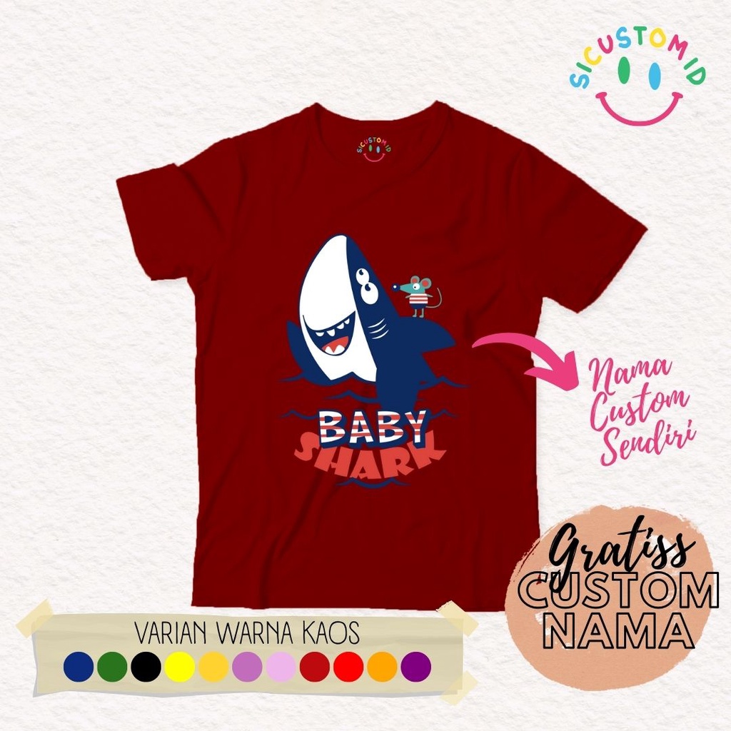 TERLARIS BAJU KAOS ANAK TANGAN PENDEK BABY SHARK KARTUN LUCU