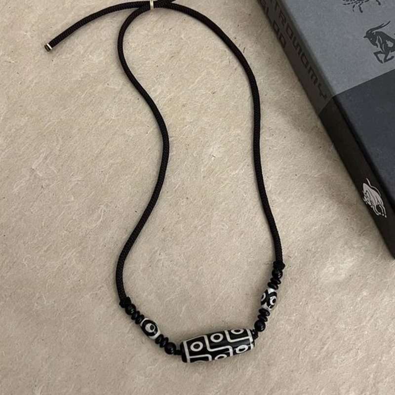 Aksesoris Kalung Manik Keramik Hitam Putih Harajuku Trend