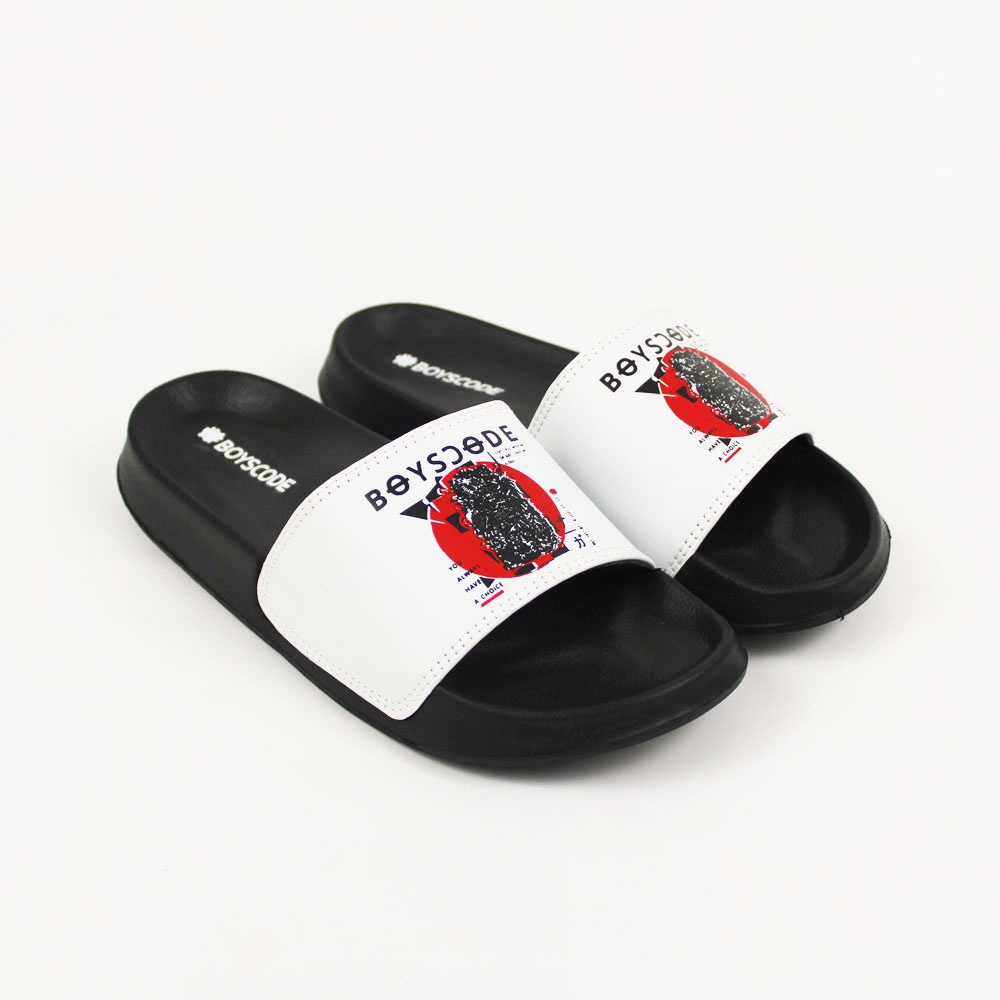 Sendal Slop Pria Wanita BOYSCODE Japanesse Dragon Hitam / Slide Pria / Slip On Pria / Sendal Cowok / Sendal Cewek