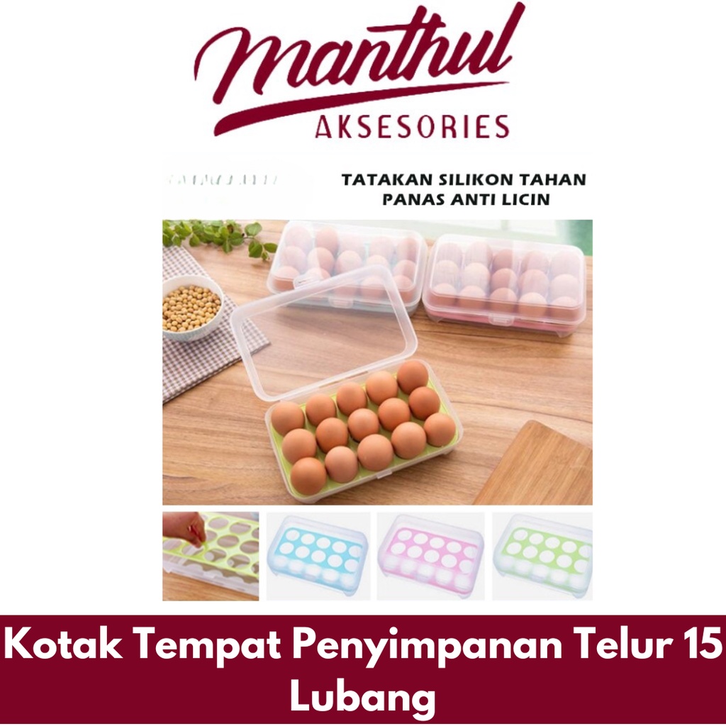 Kotak Tempat Penyimpanan Telur 15 Lubang Storage Box Egg 15 Sekat