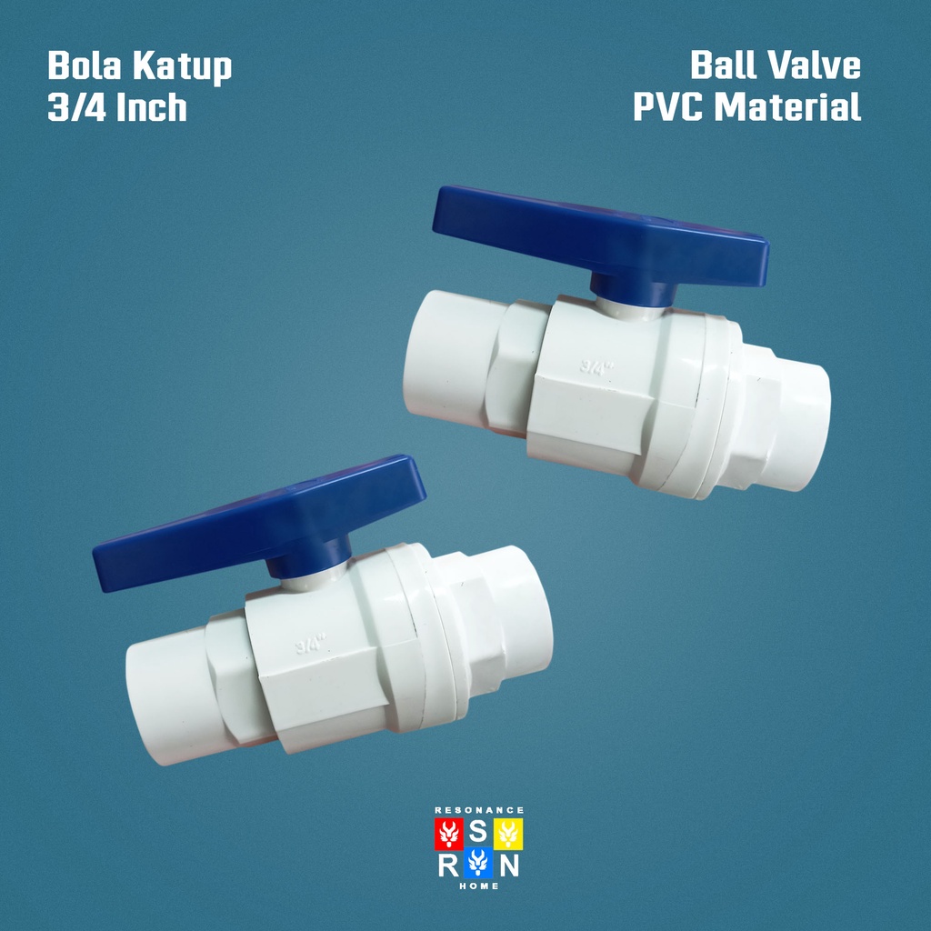 Ball Valve PVC 3/4 Inch Jantung Besi / Stop Kran PVC Resonance Home