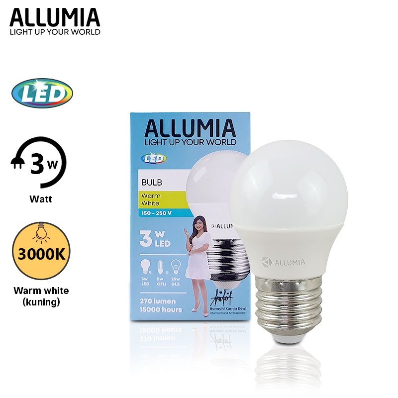 ALLUMIA Bulb Lampu LED 3 Watt 3000K Kuning Warm White Lampu Bohlam A02