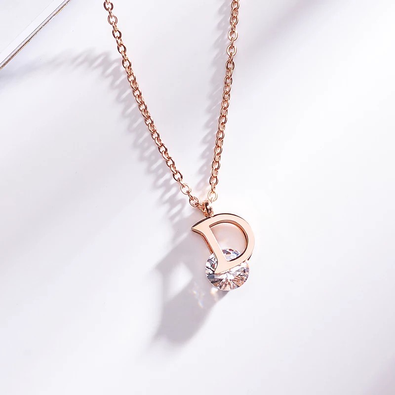 Kalung Titanium Wanita Model D Mata Anti Pudar harga grosir bayar di tempat