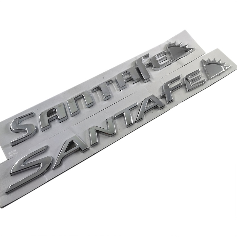 1x ABS Chrome SANTAFE Letter Logo Auto Trunk Lid Emblem Badge Stiker Decal Pengganti HYUNDAI SANTAFE