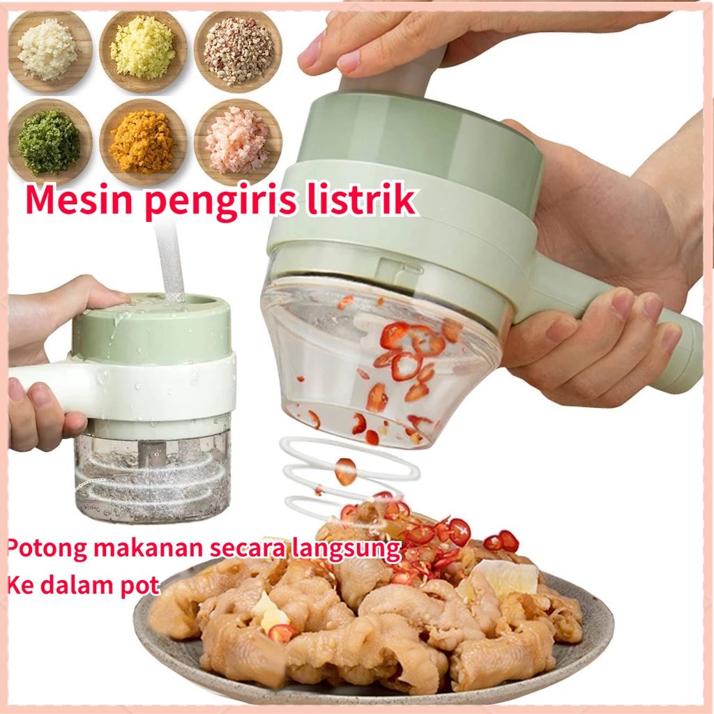 6 In1 Nirkabel Portabel Charter Garlic Charter Mixer/chili Pengaduk/prosesor Bahan Dapur